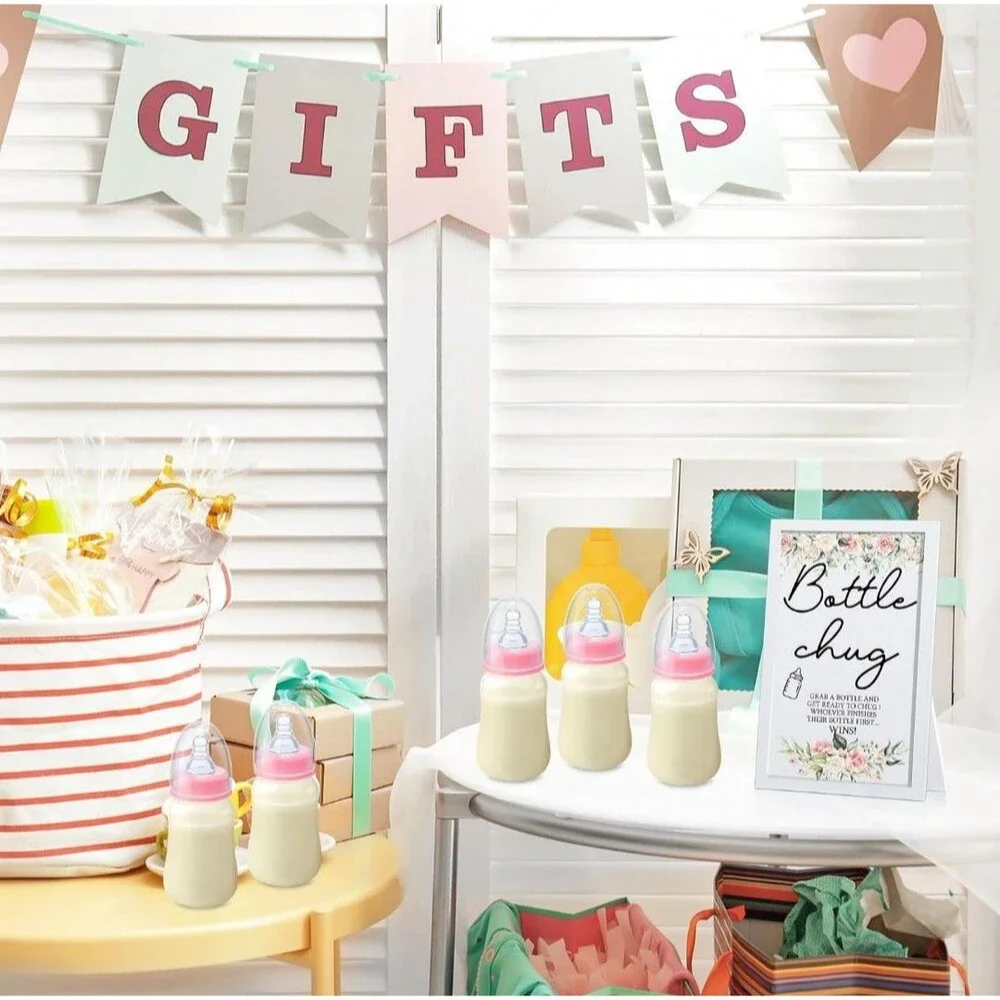 Bottle Chug Baby Shower Game Favors Including Flower Theme Bottle Chug Game